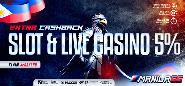 BONUS CASHBACK MINGGUAN SLOT & CASINO	5%